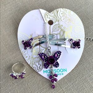 Accessorize Butterfly Pendant Necklace Set